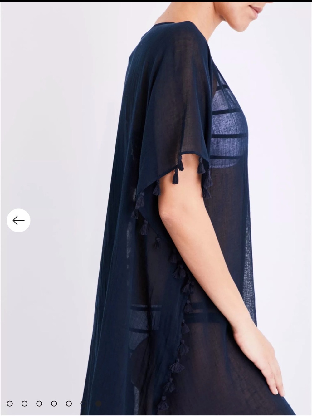 Seafolly Amnesia Cotton Tassel Fringed Swim Cover Up Navy Blue One Size - Picture 6 of 12